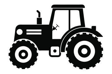 tractor silhouette line art vector illustration