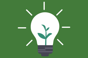 Sustainable Innovation Concept With Lightbulb And Plant Growth, Renewable Energy Ideas For Future Technology