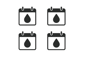 Four dark calendar icons with a water drop symbol