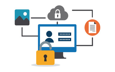 Cybersecurity Login Protection Vector Illustration