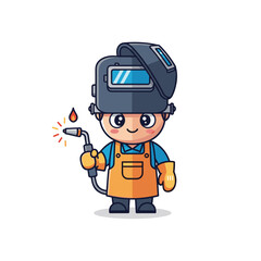 Cartoon Welder Character with Welding Torch 1.