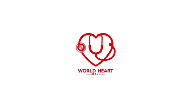 World heart day banner with red heart and world sign vector on Animation Video