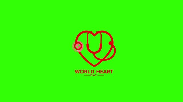 World heart day banner with red heart and world sign vector on Animation Video