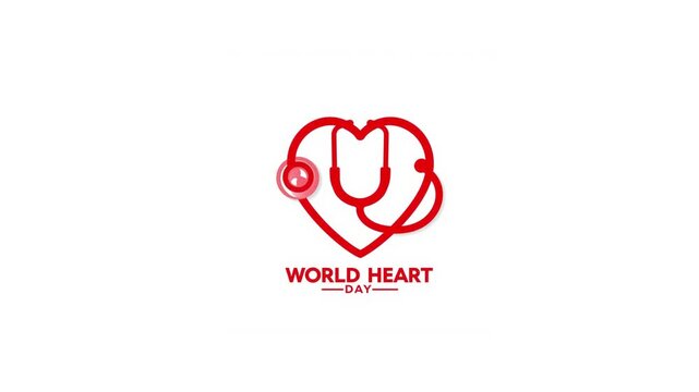 World heart day banner with red heart and world sign vector on Animation Video