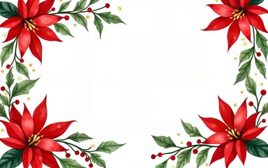Vibrant watercolor illustration of christmas 2026 with festive poinsettias, holly, and gold accents symbolizing holiday spirit. High quality
