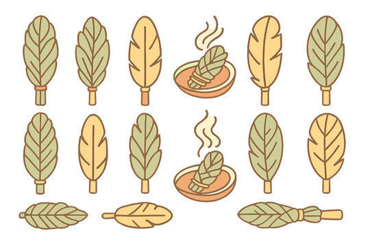 Sage smudge stick icons