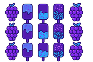 Purple Grapes and Popsicles Seamless Pattern