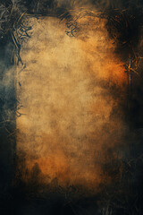 Aged parchment as background, empty center for writing, faded arcane script and markings on edges.