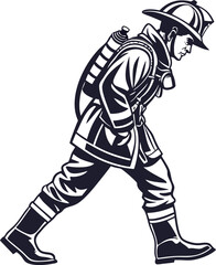 Fototapeta premium Firefighter man silhouette vector art illustration