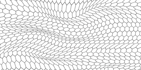 Fishing or soccer net. Repeated hexagon pattern. Black wired mesh texture isolated on white background. Metallic or fabric fence, cage or lattice structure. Vector graphic Illustration. © kurnia