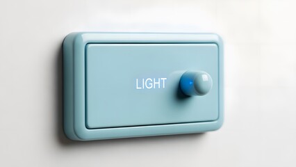 Modern light switch with blue indicator on white wall panel
