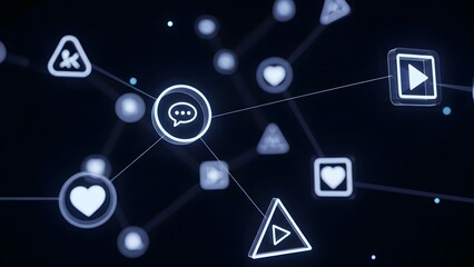 Network Connection: Digital Social Media Network Icons Dark