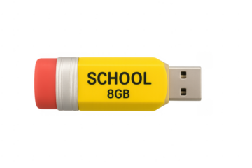 Yellow pencil usb flash drive with school concept