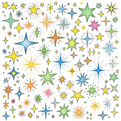Obraz premium Vibrant Abstract Colorful Stars Background With Multicolored Rayed Dotted Geometric Illustration Design