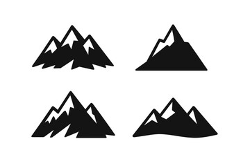 Four abstract black mountain silhouettes on a dark gray background