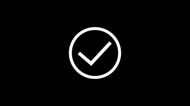 Check mark icon animation. Approval, success, agreement motion graphics. tick sign accepts select confirm 4k video footage. Animated checkbox circle sign symbol.