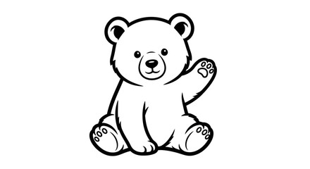 Sitting polar bear cub waving paw with transparent background © LAILATUS