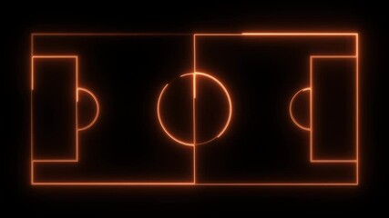 Neon Soccer Field Outline on Black Background football field