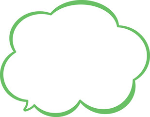 緑色の雲の形をした吹き出し。シンプルで使いやすい。広いテキストスペース。