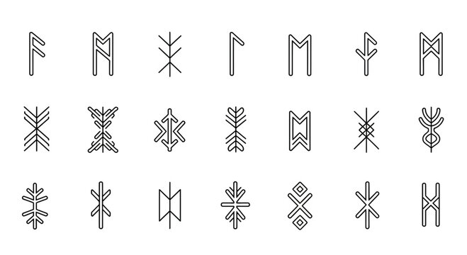 Mystical runes set against a transparent backdrop, perfect for esoteric designs, pagan symbolism, and spiritual artwork with an ancient, powerful feel