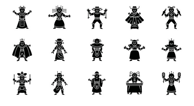 Unique robot avatar collection, quirky character set for science fiction games and futuristic interface designs, a playful and creative design pack