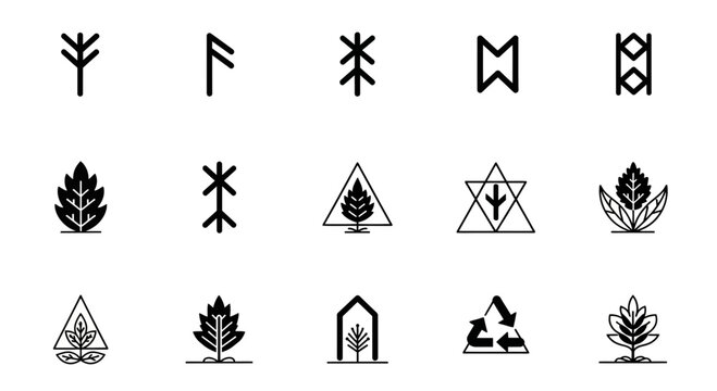 Discover ancient runes and modern eco symbols for your next creative project, blending mysticism with nature's essence.