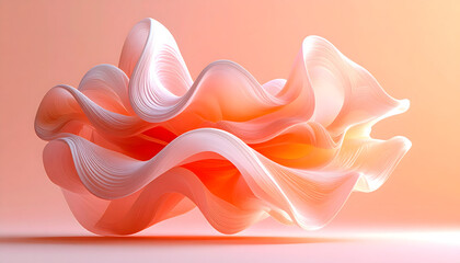 An organic blob with soft deformation against a peach background, rendered in smooth 3D