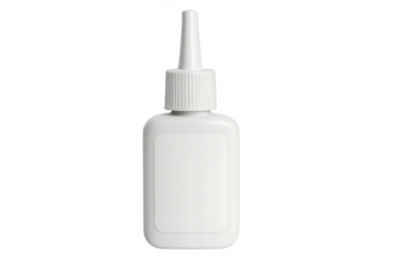 White plastic bottle with dispenser nozzle and blank label