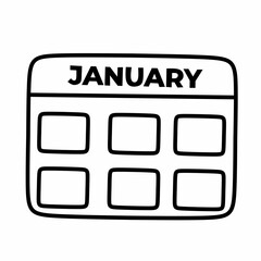 Simple January Calendar Line Icon