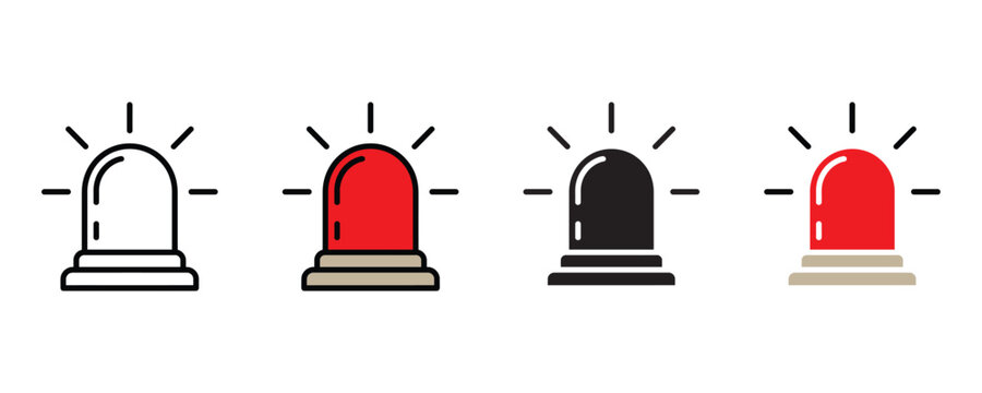 Police emergency light beacon icons set vector on white background. siren, warning, alert, safety, security, emergency light, police light icon. vector illustration.