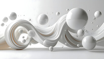 Floating typography shapes without letters, set against a neutral white background, abstract design