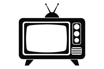 television silhouette line art vector illustration