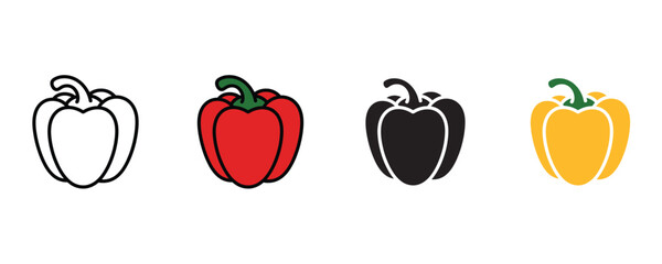 Bell pepper icon set vector on white background. peppers, vegetable icon. vector illustration.