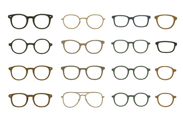 Collection of Diverse Eyeglasses on a Gradient Background