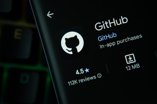 Dhaka, Bangladesh- 27 July 2025: GitHub app from Google Playstore is displayed on a smartphone screen.