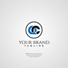 Obraz premium Modern Minimalist QC Letter Mark Logo Design with Brand Tagline Placeholder