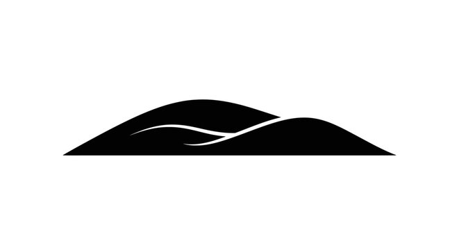 Black hills silhouette with white line.