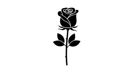 Black silhouette of a single rose.