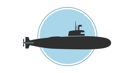 Black submarine in simple design.