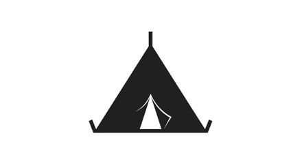 Black Triangle Icon with White Tent.