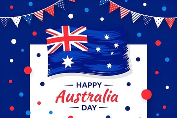Happy australia day with australian flag and bunting