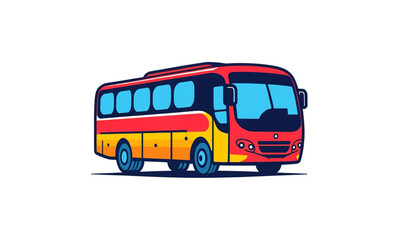 Colorful modern city bus illustration in bold flat vector style for public transport, travel branding, and urban mobility design