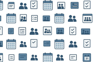 Seamless pattern of social media and scheduling icons