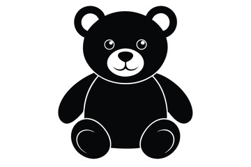 teddy bear silhouette line art vector illustration