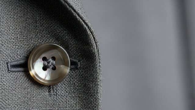 Elegant grey blazer detail with shiny button