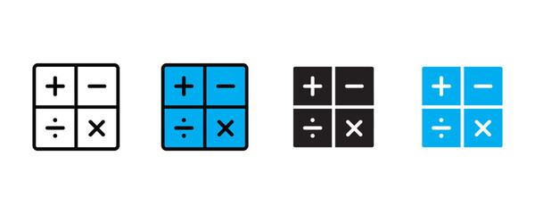 Calculator button icon set vector on white background. accounting, calculation, number symbol. vector illustration.