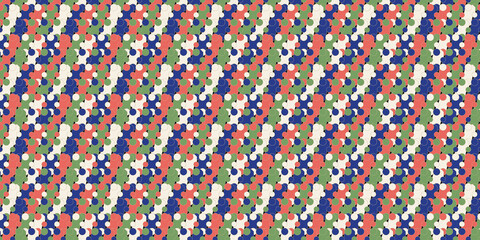 Fototapeta premium Rounded Diamond Interlock Background – Indigo Coral Cream Olive