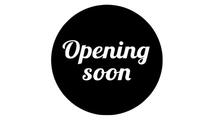 Opening soon event white and black icon