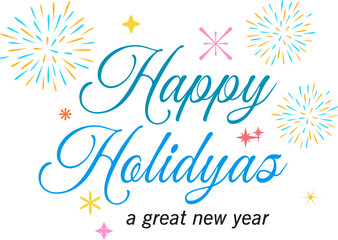 Happy Holidays Typography with Fireworks &ndash; Festive New Year Greeting Design