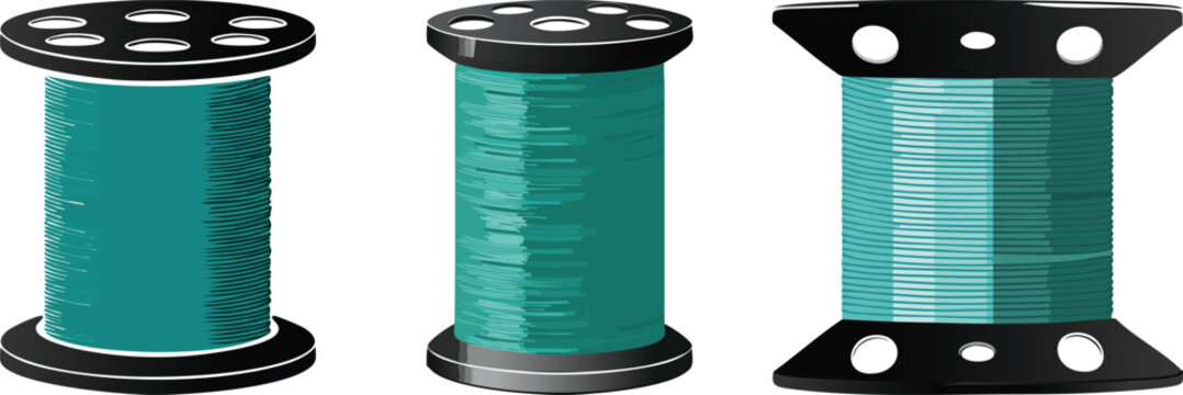 Full sewing thread spool icon with central hole ideal for tailoring textile craft branding